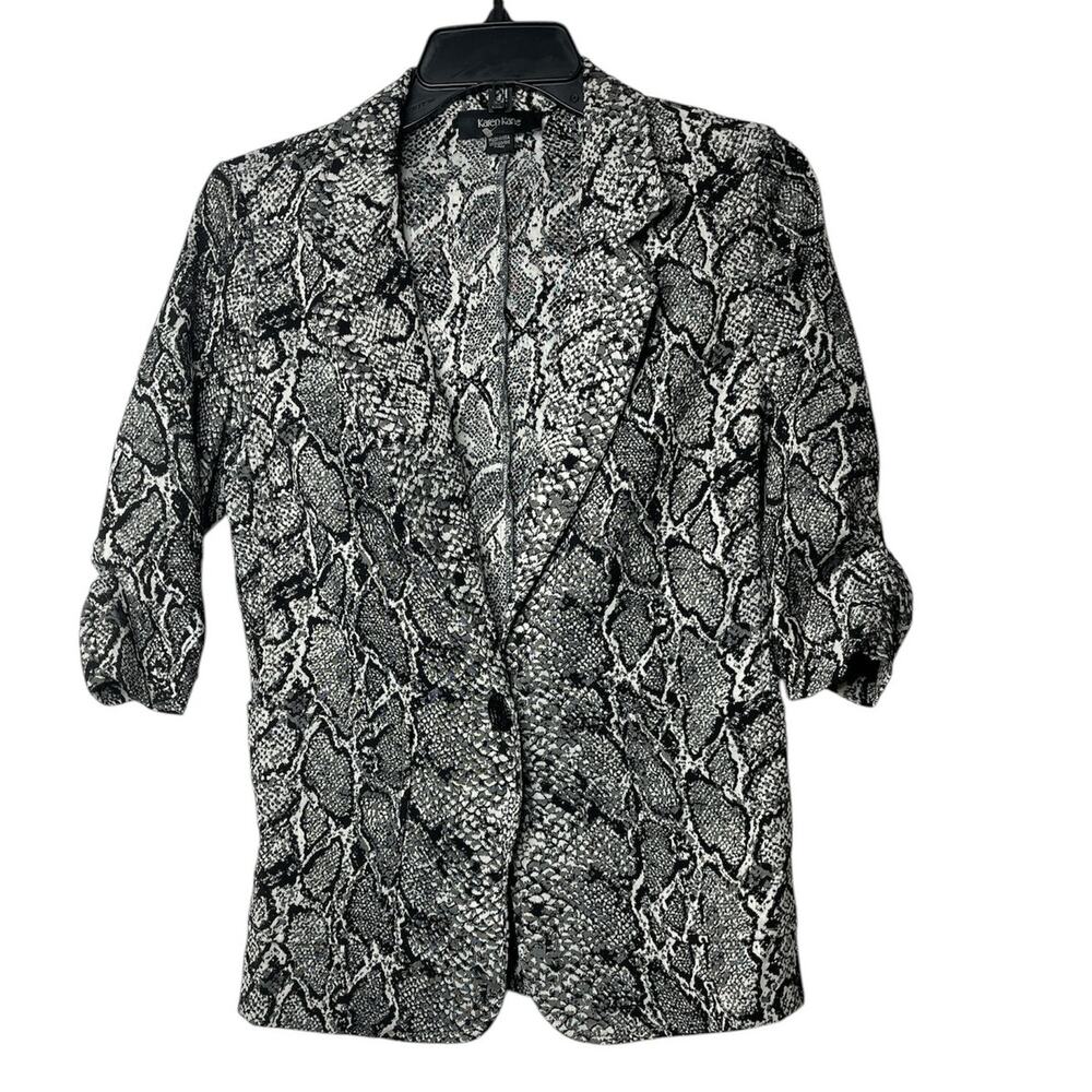 Karen Kane Field‎ Day Ruched 3/4 Sleeve Blazer Jacket Snake Print Size X Small